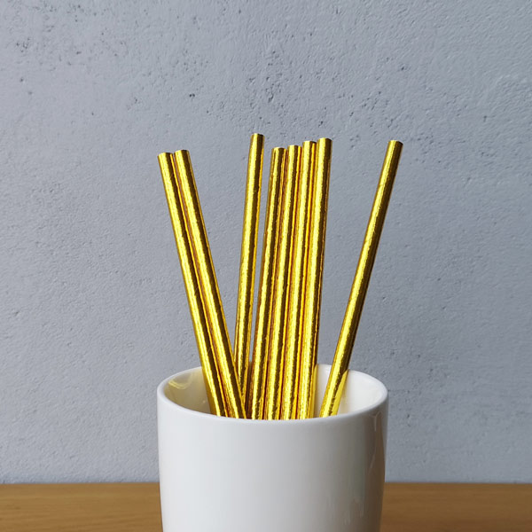 Gold Metallic Drinking Paper Straws