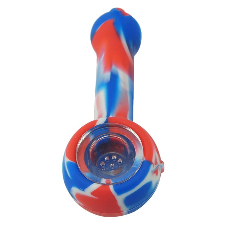 Silicone Oil Burner Pipes Colorful Hand Pipe Shisha Hookah Smoking Pipe With Glass Bowl
