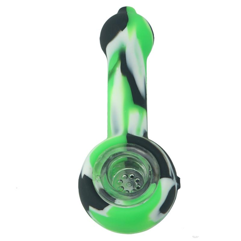 Silicone Oil Burner Pipes Colorful Hand Pipe Shisha Hookah Smoking Pipe With Glass Bowl