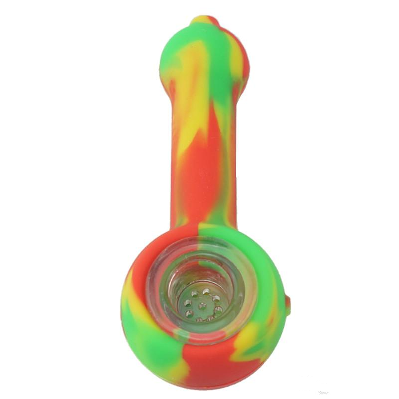 Silicone Oil Burner Pipes Colorful Hand Pipe Shisha Hookah Smoking Pipe With Glass Bowl