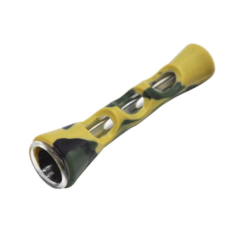 Silicone Glass Smoking Herb Tube 87MM One Hitter Dugout Pipe Tobacco Cigarette Pipe Smoke Accessories