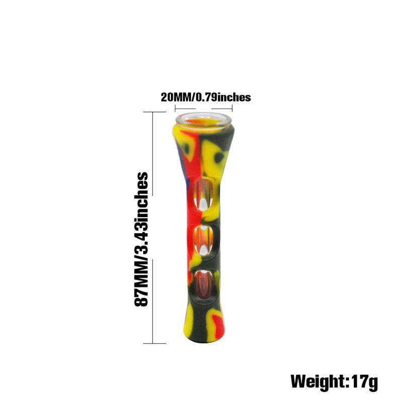 Silicone Glass Smoking Herb Tube 87MM One Hitter Dugout Pipe Tobacco Cigarette Pipe Smoke Accessories