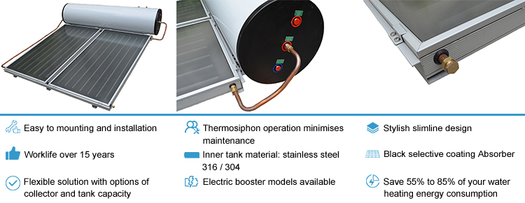 Flat Plate Thermosyphon Integrating Solar Water Heater for Home