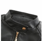 Large size standup collar PU leather women jacket womens leather jacket