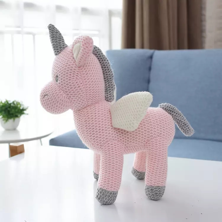 Baby Sleep Toy Knitted Stuffed Animals Plush Knitted Bunny Elephant Dinosaur Unicorn Bear Toy For Toddlers