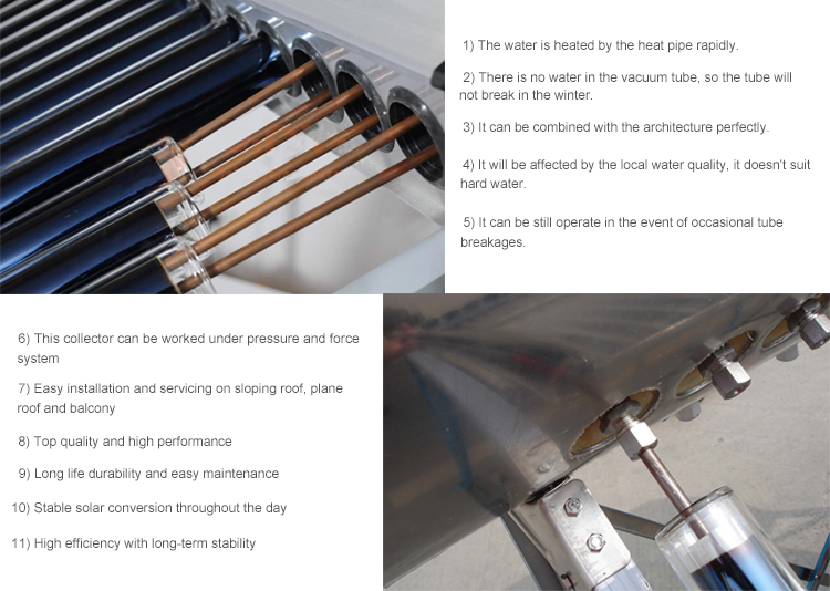 Great Efficiency Heat Pipe Vacuum Tube Solar Collector