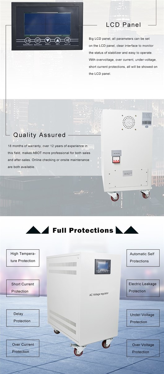 ABOT Full Automatic AC Voltage Stabilizer 220V 110V 30KVA Single Phase AVR