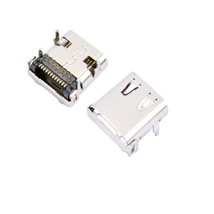 USB 31 TypeC Connector 24 Pin Receptacle Right Angle Type C PCB SMT Dual Row Tab Female Socket Support Terminal 3A