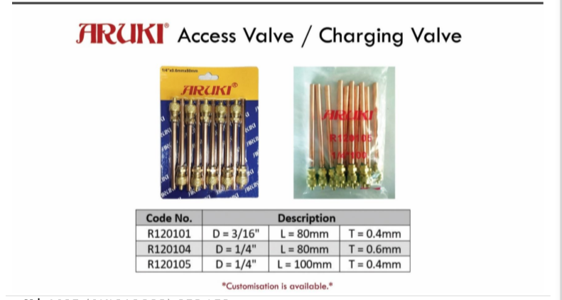 Aruki Charging Valve for refrigeration