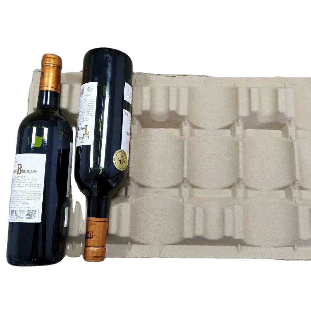 Factory outlet Recyclable Paper Pulp 6 Bottle Wine Shipper Tray