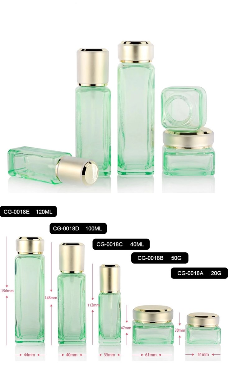 Popular Square Lotion Bottles Skin Care Containers Sets Glass Cosmetic Bottle Set