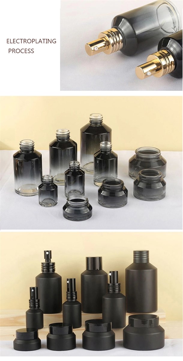 Latest New Design Round Square Perfume Glass Bottle Cosmetic Set with Pump