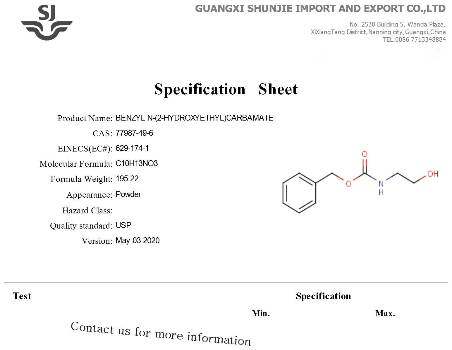 Hihg Quality 99 Pharm intermediate 2Carbobenzoxyamino1ethanol CAS NO 77987496