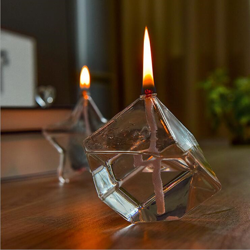 Different the Geometric Shaped Glass Oil Lamp Wedding Gift Decoration Table Lamp