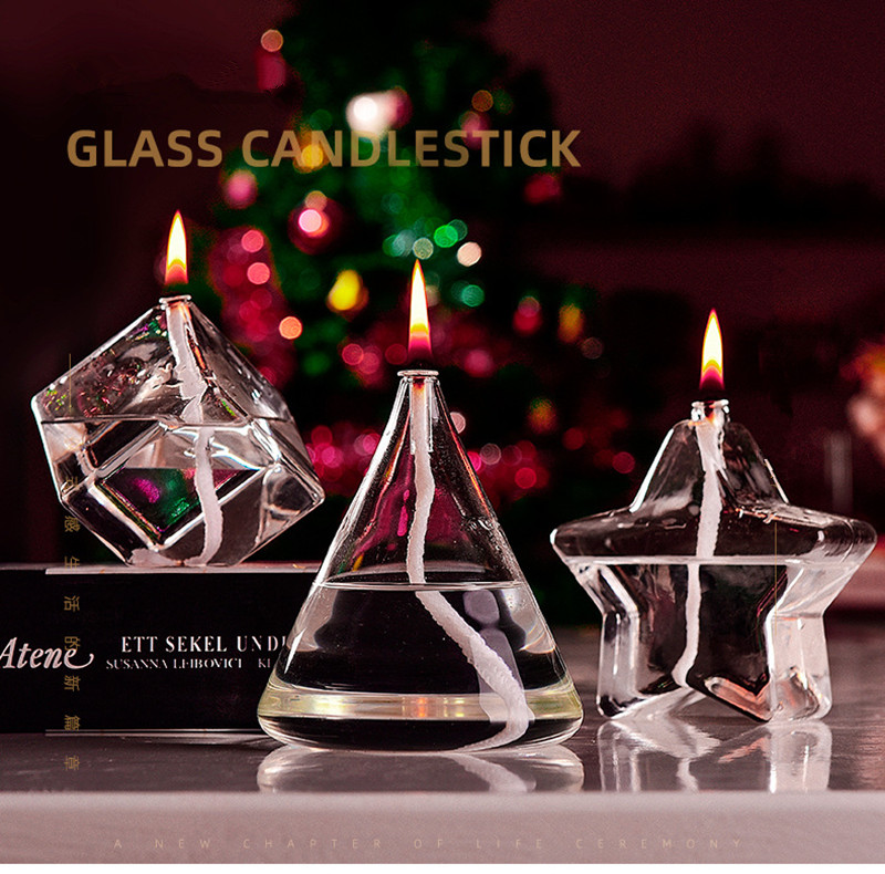 Different the Geometric Shaped Glass Oil Lamp Wedding Gift Decoration Table Lamp