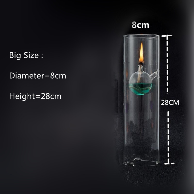 Transparent Glass Oil Lamp Wedding Gift Cylinder Shaped Glass Lamp Decoration Diameter8cm Three different Height