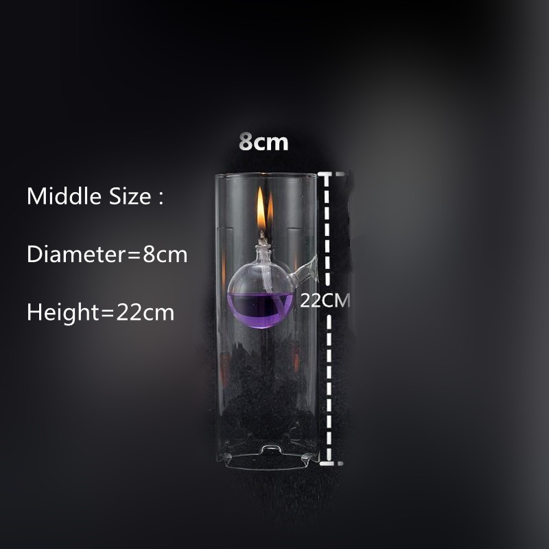 Transparent Glass Oil Lamp Wedding Gift Cylinder Shaped Glass Lamp Decoration Diameter8cm Three different Height