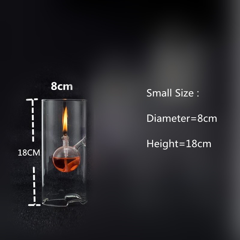 Transparent Glass Oil Lamp Wedding Gift Cylinder Shaped Glass Lamp Decoration Diameter8cm Three different Height