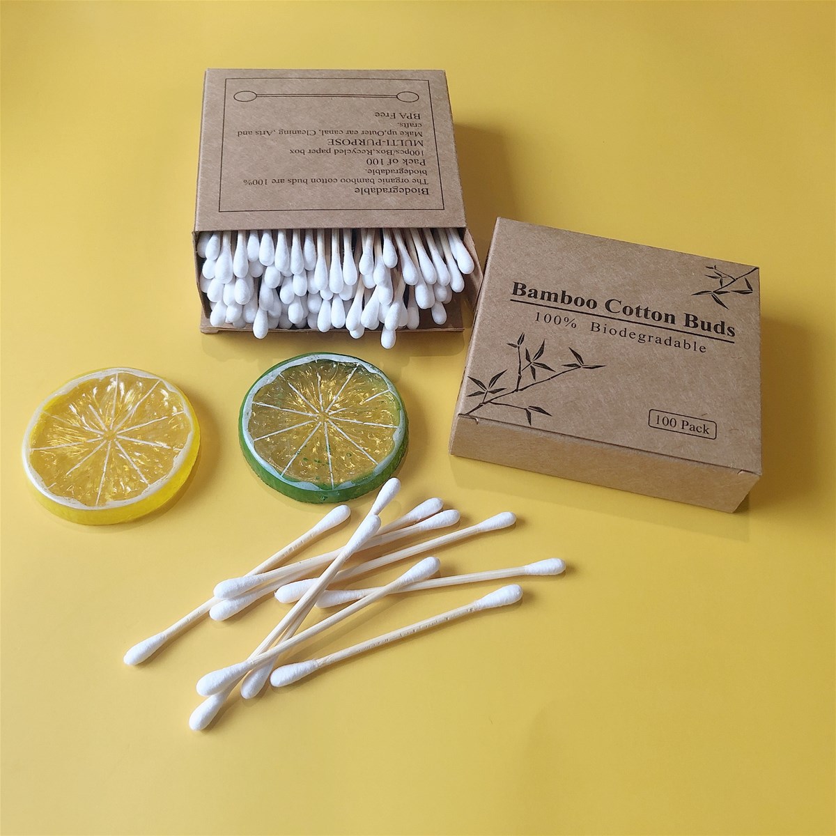 plasticfree 100 biodegradable bamboo cotton swabs for ear cleaning skin cleaning customized logo