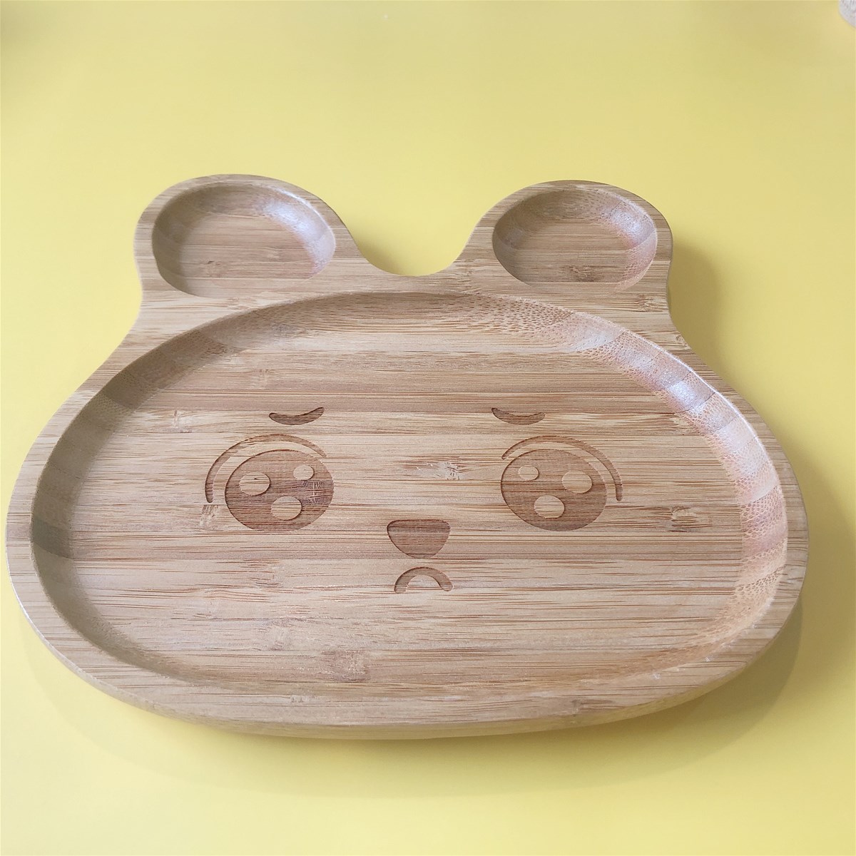 100 biodegradable cartoon kid feeding bamboo plates customized logo environmental plastic free