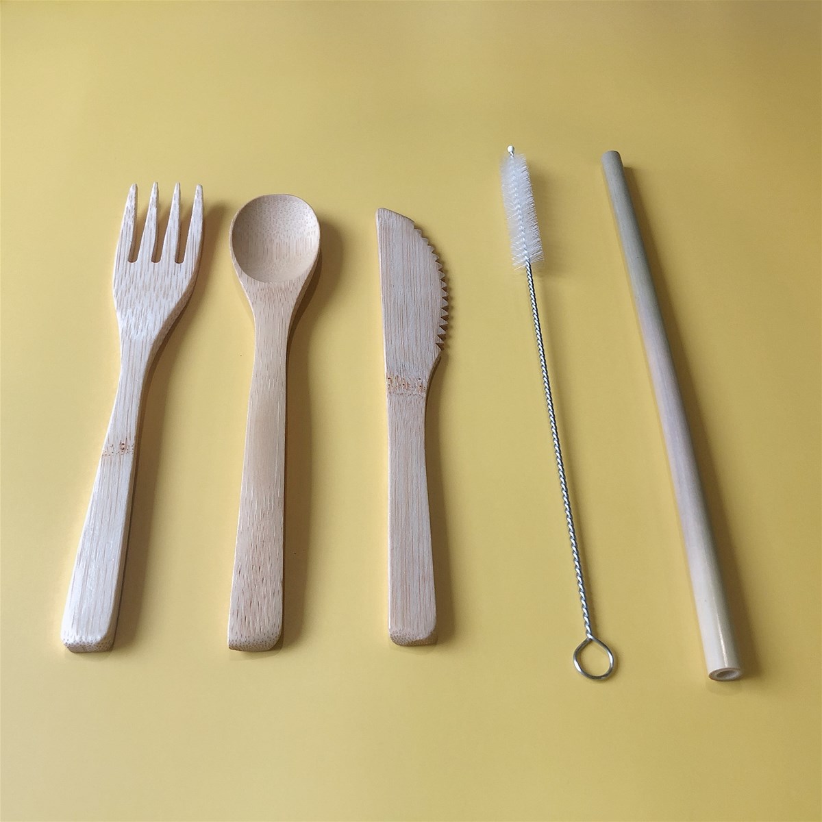 100 Biodegradable Bamboo cutlery sets with Customized Logo Reusable eco friendly bamboo forks