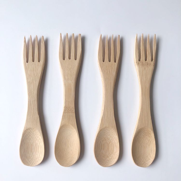 100 Biodegradable Bamboo cutlery sets with Customized Logo Reusable eco friendly bamboo forks