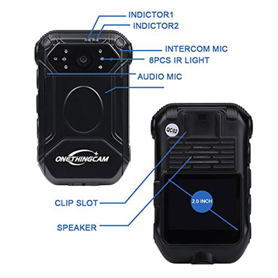 ONETHINGCAM 4G Body Camera 2 inch Touch Screen Android 51 System Night Vision Up to 15M