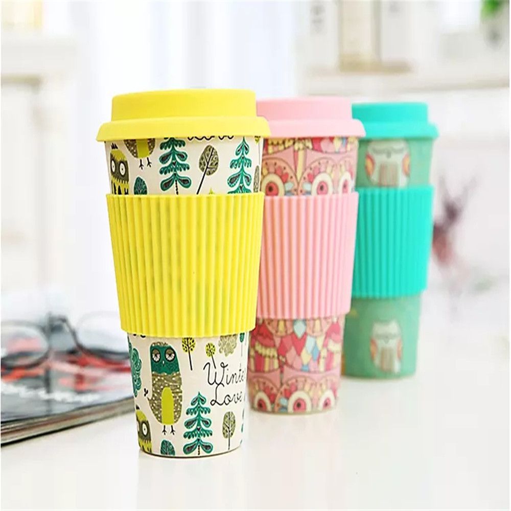 eco friendly 100 biodegradable bamboo fiber coffee cup custom logo