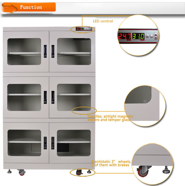 136kg W1200H1820D695mm 220V110V PCB Adjustable desiccant dry box For Electronic Component Storage