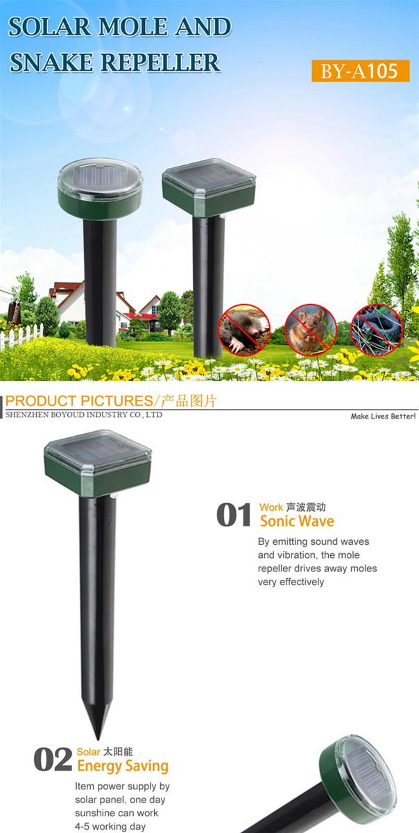 Solar Powered Waterproof Ultrasonic Mole Repeller