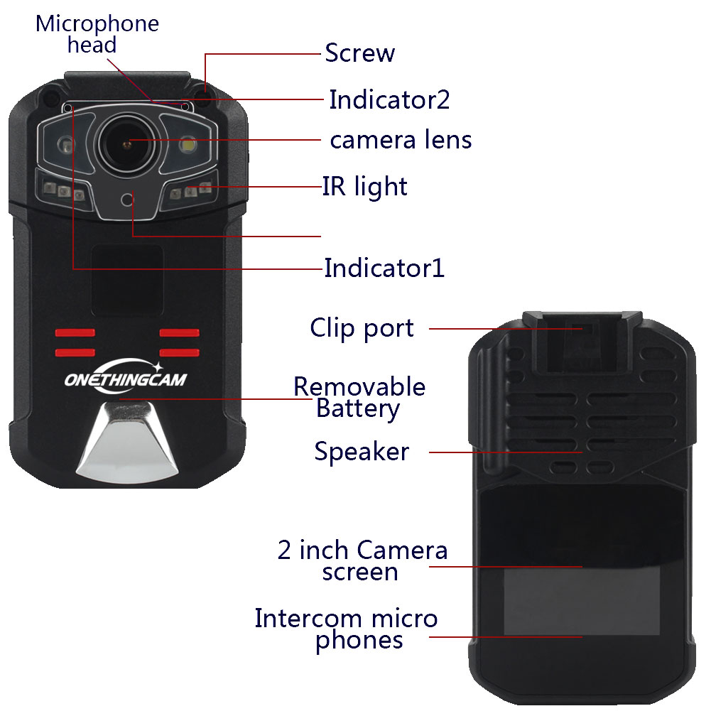 ONETHINGCAM Long Time Wifi Body Camera Police Camera Full HD 1296P 30fps 32G Memory Have 130 Degree Angle Lens With GPS