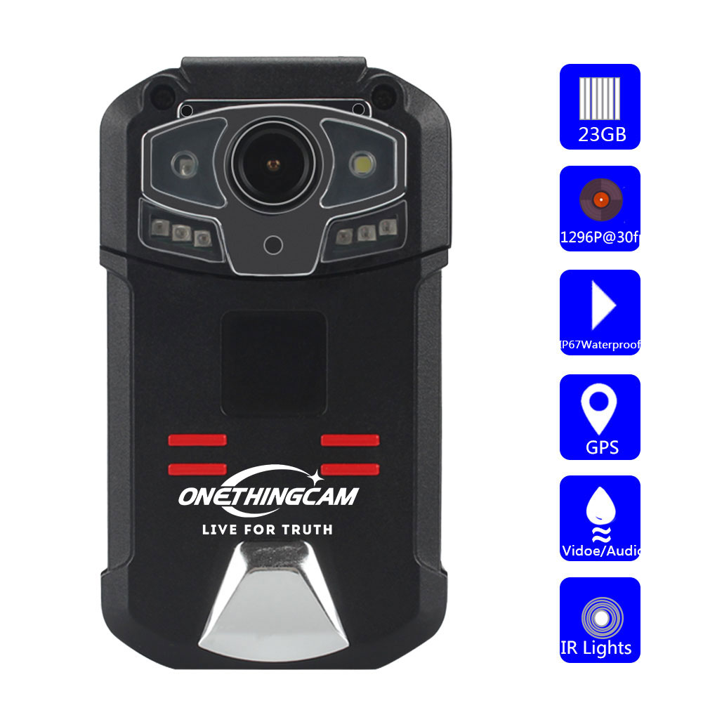 ONETHINGCAM Long Time Wifi Body Camera Police Camera Full HD 1296P 30fps 32G Memory Have 130 Degree Angle Lens With GPS