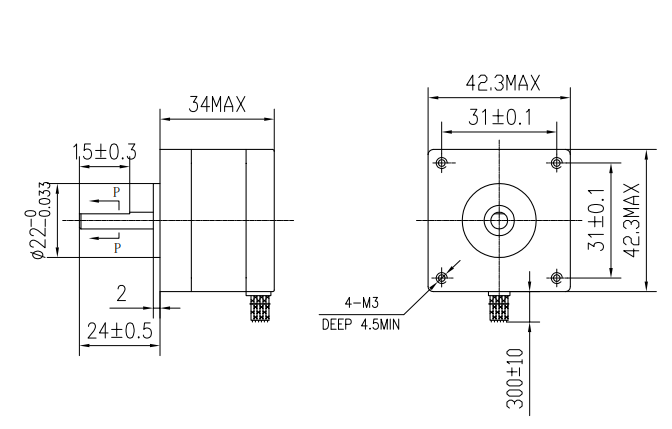 TwoPhase FourPhase Hybrid Stepper Motor 17HS341002