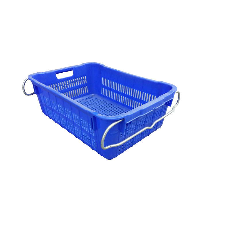 630425204mm plastic crate for Vegetables and fruits stackable and nestable plastic basket with metal handle