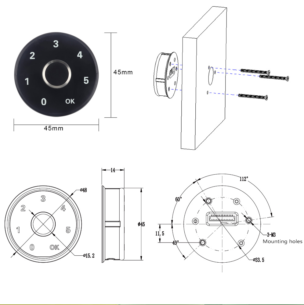 Smart Digital Code Fingerprint Panel Drawer Lock