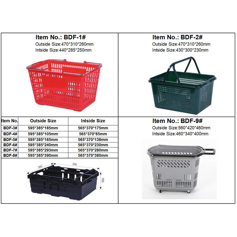 Rolling Plastic Shopping Basket for Supermarket