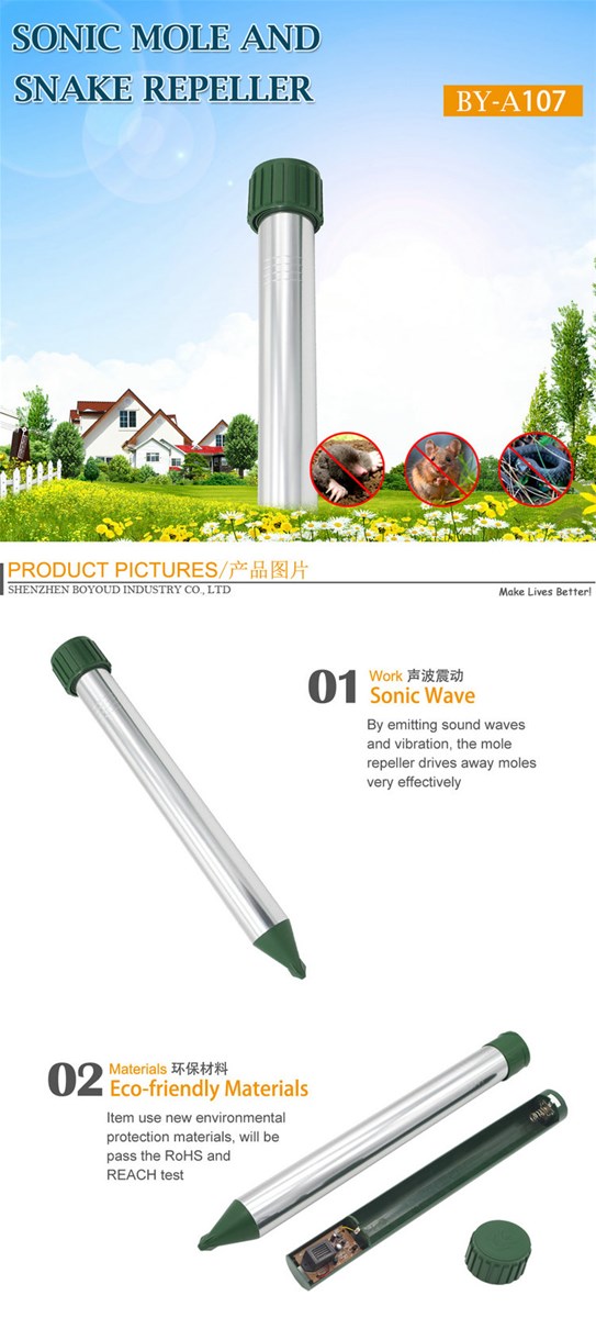 Waterproof Battery Operated Sonic Wave Rodent Mole Repellent
