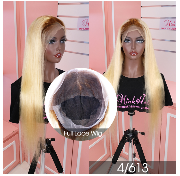 150 Density Virgin Human Hair Blonde Ombre Color Wig Lace 1B613 Transparent Lace Wig