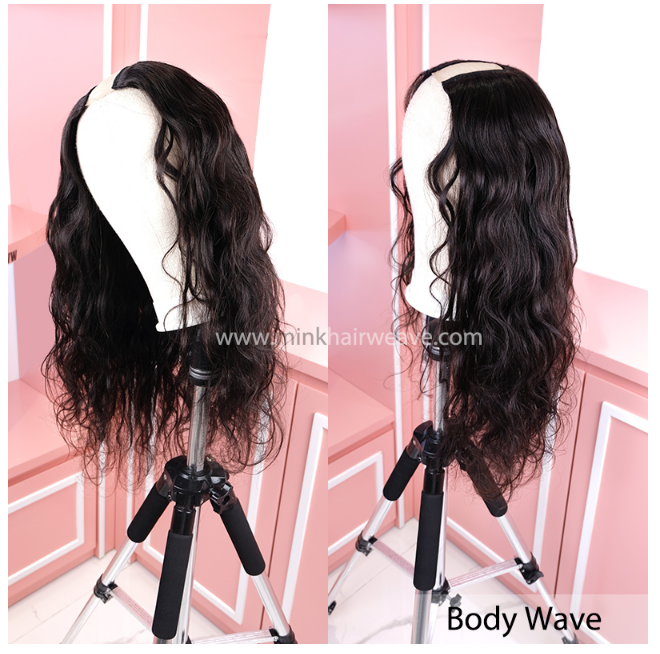 Brazilian 180 Density Straight Body Wave Human Hair UPart Wig