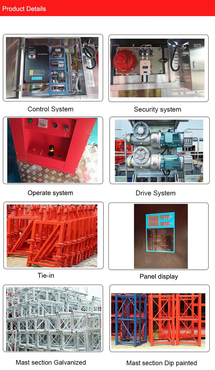 OEM Manufacturer SC200 033mmin Construction Lifter Passenger and Material Hoist