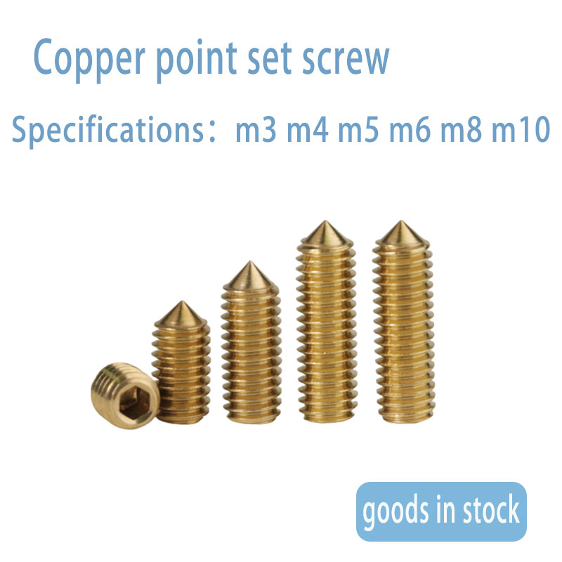 Brass point machine top set screw hexagon brass headless screw