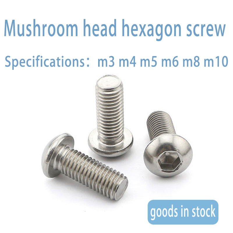 Iso7380 109 nickel plated mushroom head half round head hexagon socket screw m16m8