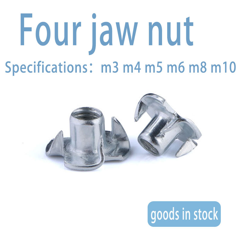 Factory direct stainless steel four claw nut Ttype through hole blind hole stainless steel four claw nut accessories wh