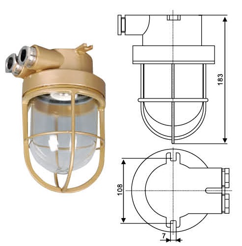 220V 60W IP56 Brass Marine Pendant Work Light E27 Lampholder CCD152 Watertight With CCS Certificate