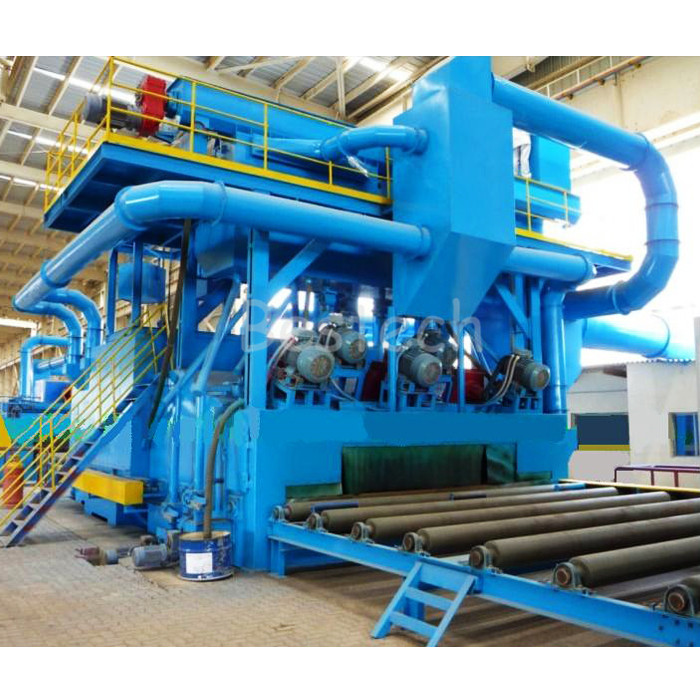 Roller conveyor type shot blasting machine