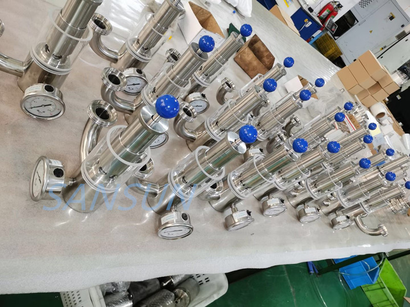 Sanitary Safety Relief Valve Food Grade Air Exhaust Valve with Pressure Gauge