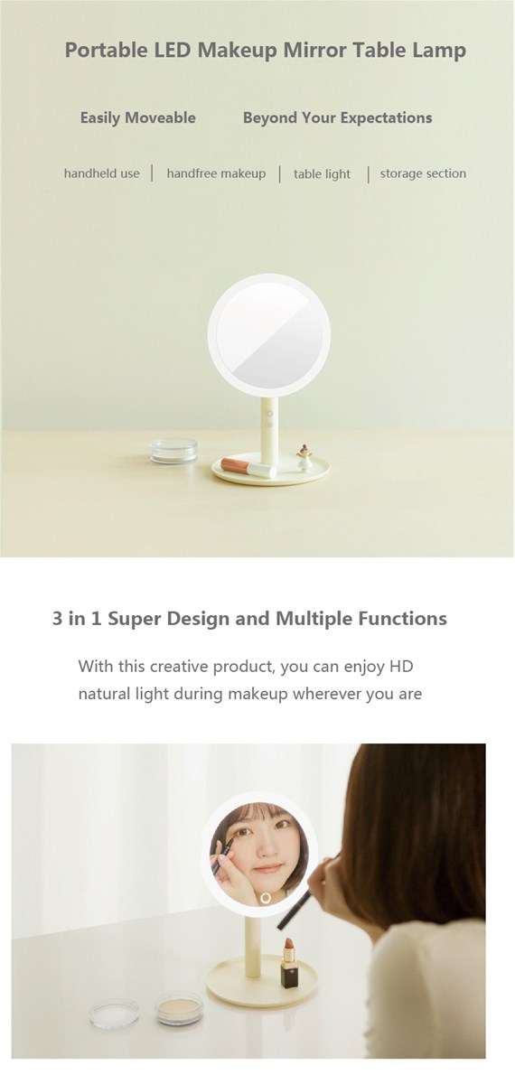 Portable LED Makeup Mirror with Table Lamp