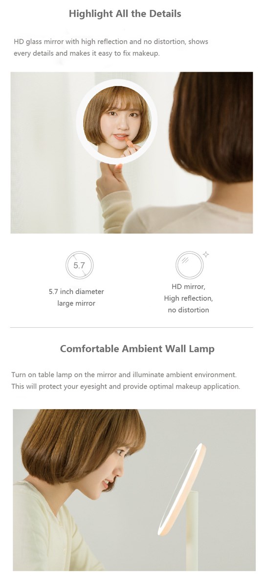 Portable LED Makeup Mirror with Table Lamp