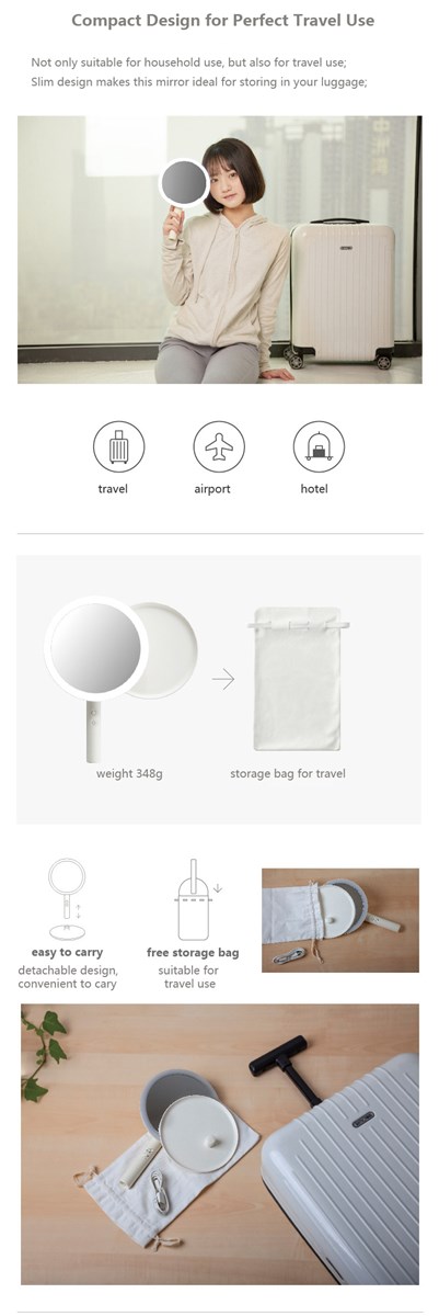 Portable LED Makeup Mirror with Table Lamp