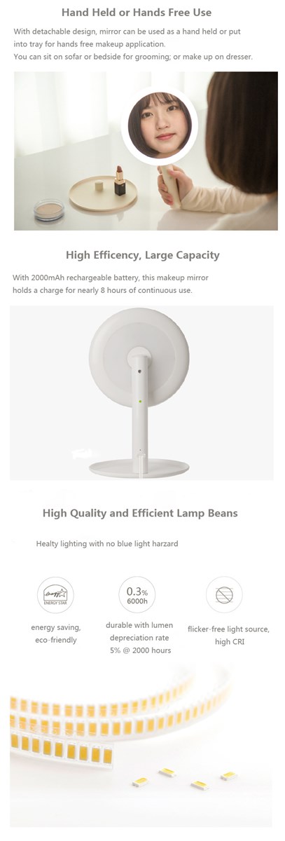 Portable LED Makeup Mirror with Table Lamp